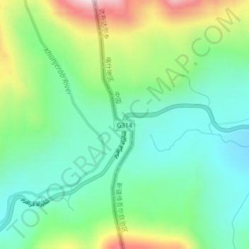 Topografische Karte Kunjirap-Pass, Höhe, Relief