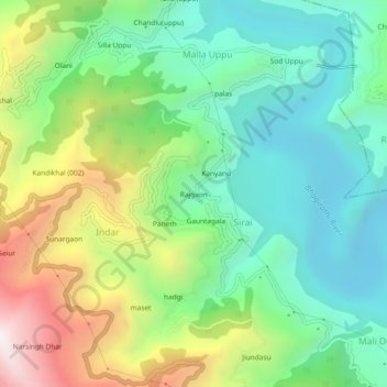 Topografische Karte Rajgaon, Höhe, Relief