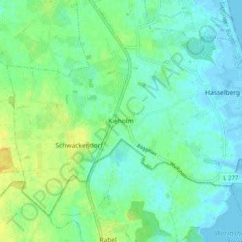 Topografische Karte Kieholm, Höhe, Relief