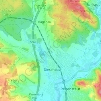 Topografische Karte Neuhaus, Höhe, Relief