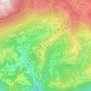 Topografische Karte Conco, Höhe, Relief