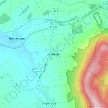 Topografische Karte Bessingen, Höhe, Relief
