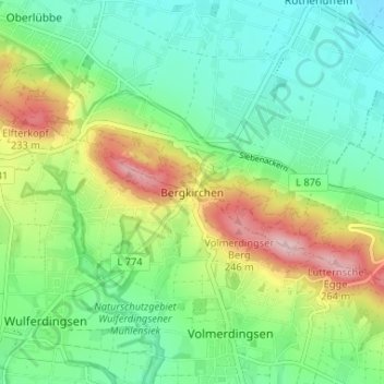 Topografische Karte Bergkirchen, Höhe, Relief