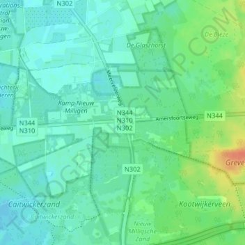 Topografische Karte Nieuw-Milligen, Höhe, Relief