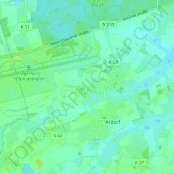 Topografische Karte Wehle, Höhe, Relief