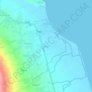 Topografische Karte Gajo, Höhe, Relief