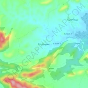 Topografische Karte Sitio Kawayan, Höhe, Relief