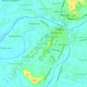 Topografische Karte Ayusan Norte, Höhe, Relief