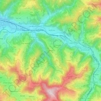 Topografische Karte Allenwil, Höhe, Relief