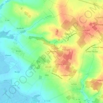 Topografische Karte Les Praveaux, Höhe, Relief