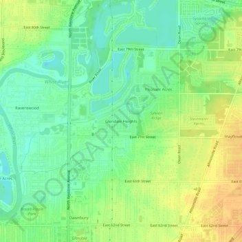 Topografische Karte Glendale Heights, Höhe, Relief
