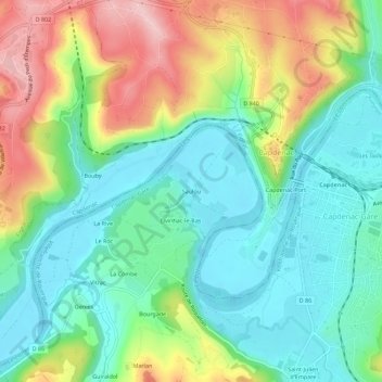 Topografische Karte Saulou, Höhe, Relief