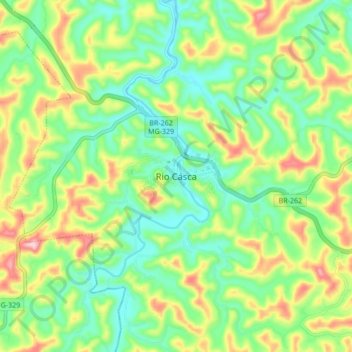Topografische Karte Rio Casca, Höhe, Relief