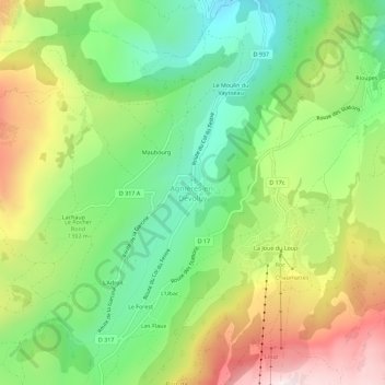 Topografische Karte Agnières-en-Dévoluy, Höhe, Relief