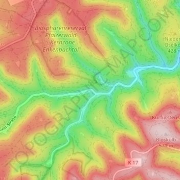 Topografische Karte Speyerbrunn, Höhe, Relief
