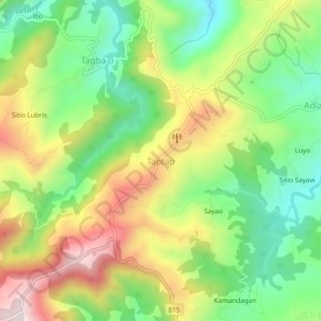 Topografische Karte Taptap, Höhe, Relief