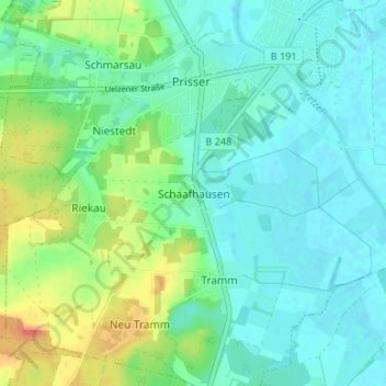 Topografische Karte Schaafhausen, Höhe, Relief
