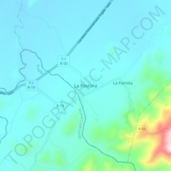 Topografische Karte La Pastora, Höhe, Relief