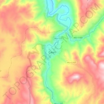 Topografische Karte Cauri, Höhe, Relief
