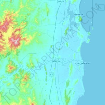 Topografische Karte Wang Tako, Höhe, Relief