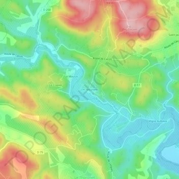 Topografische Karte Les Mauniers, Höhe, Relief