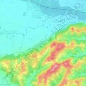 Topografische Karte Lomanoše, Höhe, Relief