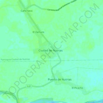 Topografische Karte Ciudad de Nutrias, Höhe, Relief