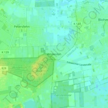Topografische Karte Wildenloh, Höhe, Relief