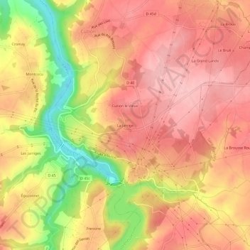 Topografische Karte La Jarrige, Höhe, Relief