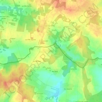 Topografische Karte Le Bran, Höhe, Relief