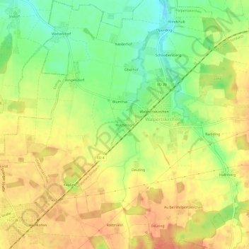 Topografische Karte Holzstrogn, Höhe, Relief