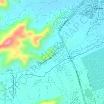 Topografische Karte Lourdes Grotto, Höhe, Relief