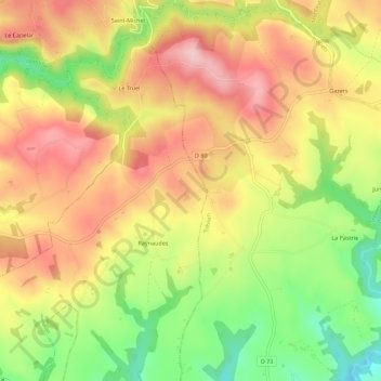 Topografische Karte Salvetat, Höhe, Relief