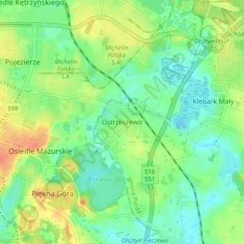 Topografische Karte Elisenhof, Höhe, Relief