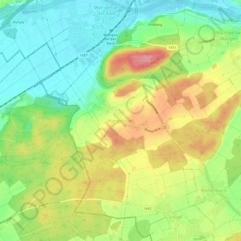 Topografische Karte Wangenried, Höhe, Relief