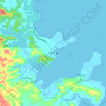 Topografische Karte Lapinig, Höhe, Relief