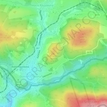 Topografische Karte Bundeshöhe, Höhe, Relief