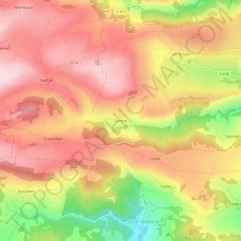 Topografische Karte Lambre, Höhe, Relief