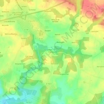 Topografische Karte Poul Fetan, Höhe, Relief