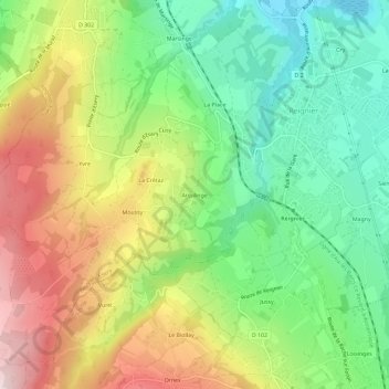 Topografische Karte Arculinge, Höhe, Relief