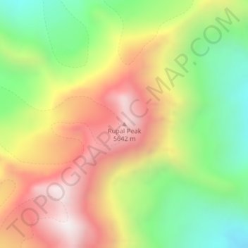 Topografische Karte Rupal Peak, Höhe, Relief