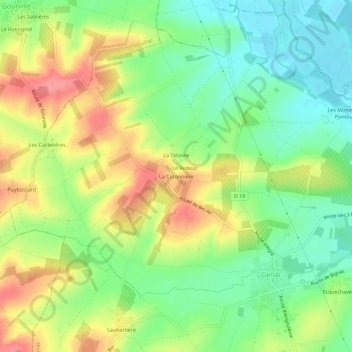 Topografische Karte La Cotonnière, Höhe, Relief