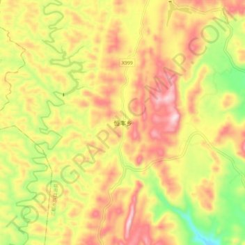Topografische Karte 恒丰乡, Höhe, Relief