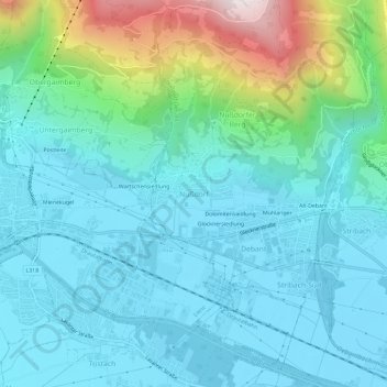 Topografische Karte Nußdorf, Höhe, Relief
