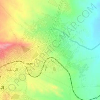Topografische Karte Rdayef, Höhe, Relief