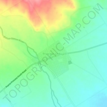 Topografische Karte Princess Urduja, Höhe, Relief
