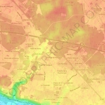 Topografische Karte Les Patouilleries, Höhe, Relief