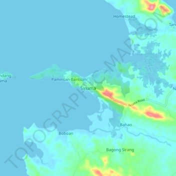 Topografische Karte Siruma, Höhe, Relief