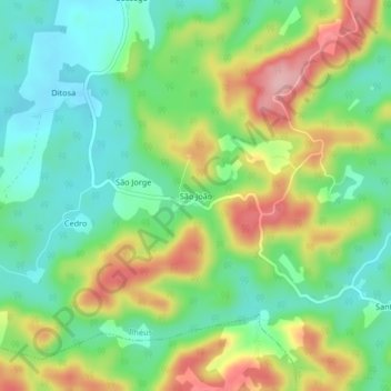 Topografische Karte São João, Höhe, Relief