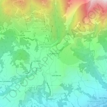 Topografische Karte Les Marrons, Höhe, Relief